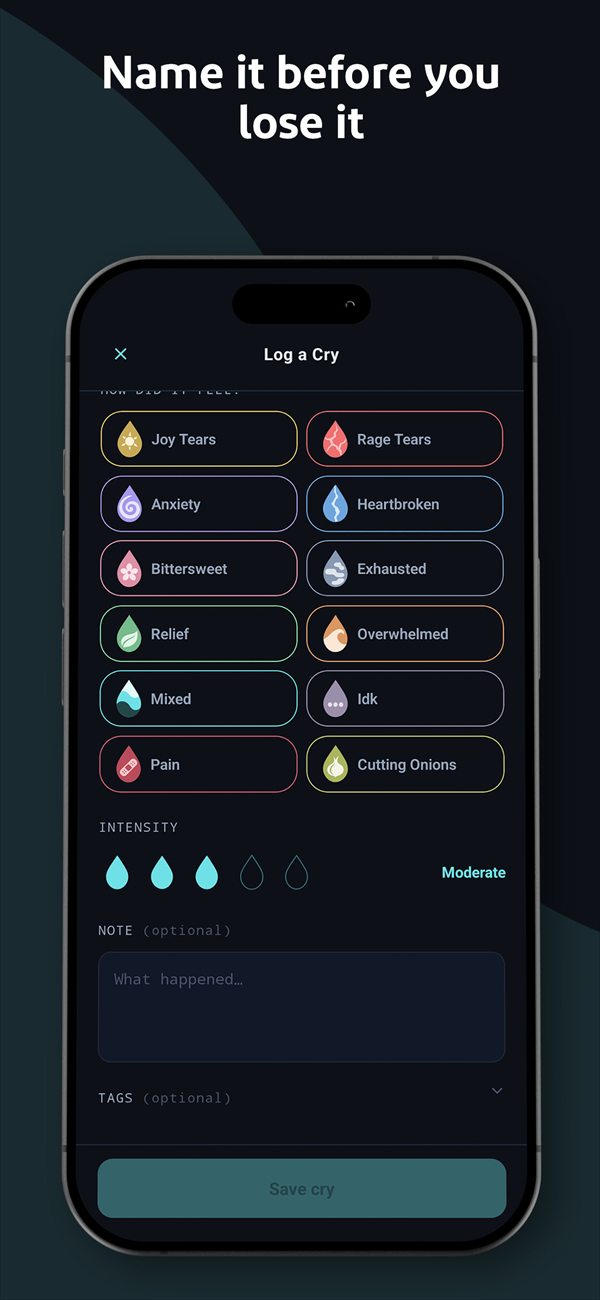 Name it before you lose it: logging a cry with twelve emotions and an intensity scale