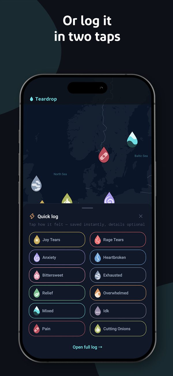 Or log it in two taps: the quick log over the map
