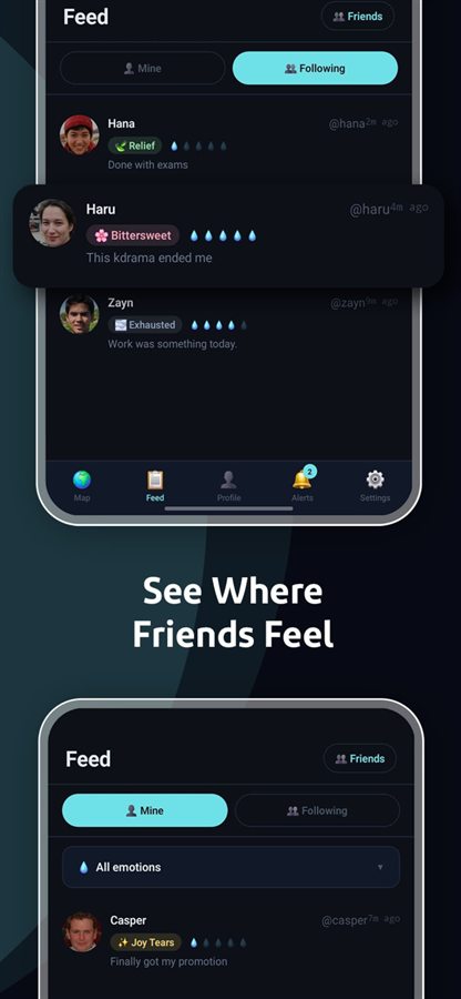 The feed, showing recent moments shared by people you follow